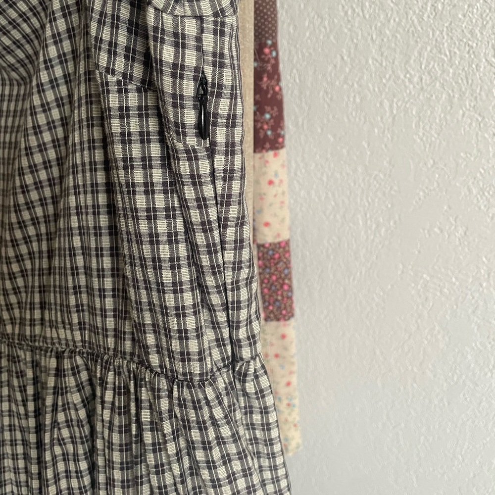 Neuflora Gingham Puff-Sleeve Tiered Dress - Picture 3 of 6